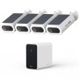 AOSU 4K UHD AI Camera Exterieur sans Fil Solaire 4-Cam Kit avec HomeCortex Reconnaissance faciale & Analyse comportementale Déte
