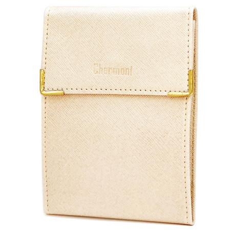 Charmoni - étui Pochette Porte chéquier Longue Pliant - Talon à Gauche - 3 emplacements Carte bancaire - 3 Plis - Compact - en C