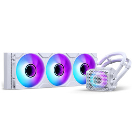 PHANTEKS Glacier One 360M25 Gen2 AiO Refroidissement à eau Blanc – Radiateur 360 mm, 3 ventilateurs M25 Gen2 D-RGB, pompe silenc