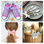Lot de 8 paires de lacets en dentelle, plats, creux, fleurs, 120 cm, convient pour le style de ballet, accessoires mignons pour