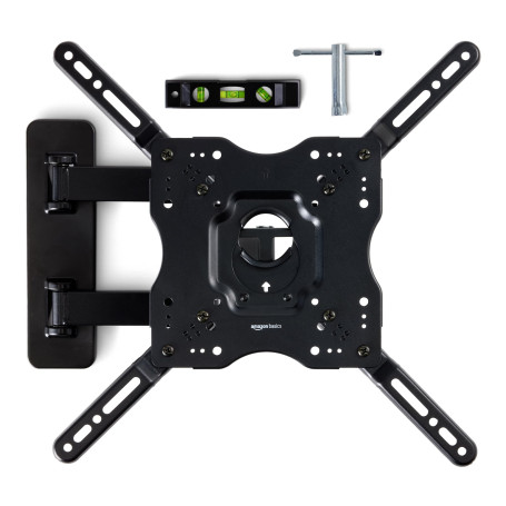 Amazon Basics Support mural pivotant et inclinable pour TV, moniteur plat et incurvé de 66-140 cm jusqu'à 36 kg/max. VESA 400 x