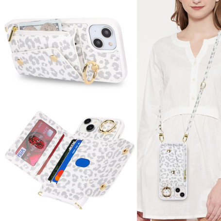 Lipvina Coque pour iPhone 14 Pro avec Cordon Porte Carte Coque iPhone 14 Pro zippé Portefeuille Femme Telephone Portable Réglabl