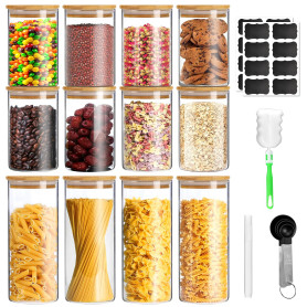 12pcs Bocal en Verre avec Couvercle,Bocal en Verre avec Couvercle Bocaux en Verre Hermétique Pour Céréales,Cornflakes,Spaghetti- 12pcs Bocal en Verre avec Couvercle,Bocal en Verre avec Couvercle Bocaux en Verre Hermétique Pour Céréales,Cornflakes,Spaghetti-