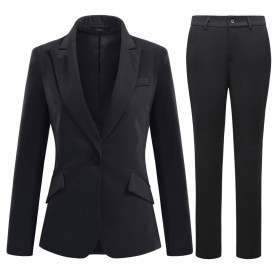 YYNUDA Tailleur Femme 2 Pièces Formel Blazer Ensemble Pantalon Elegant Slim Veste avec Jupe Poches Business