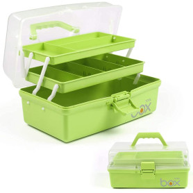 Creahaus Boîte de rangement multifonction à trois couches-Boîte à outils pliable pour loisirs créatifs, fournitures de couture,  Creahaus Boîte de rangement multifonction à trois couches-Boîte à outils pliable pour loisirs créatifs, fournitures de couture,