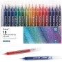 Grabie Lot de 18 stylos à encre gel à paillettes Jumbo - Stylos à encre gel métallique et scintillante pour coloriage, marqueurs