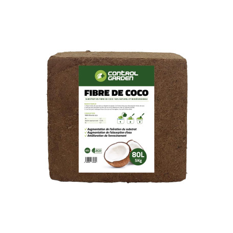 Control Garden Substrat en fibre de coco 5 kg 80 l | Engrais végétaux 100 % naturel pour potagers, terrariums et cultures | Subs