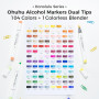 Ohuhu Marqueurs Colorés D'art, Pinceau Pointe Double Feutres à Alcool Pinceau et Ciseau Burin Pour Artiste Etudiants Pour Croqui