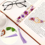 Ensemble support de page et marque-page en résine avec fleur séchée et marque-page en résine en forme de fleur séchée avec pompo