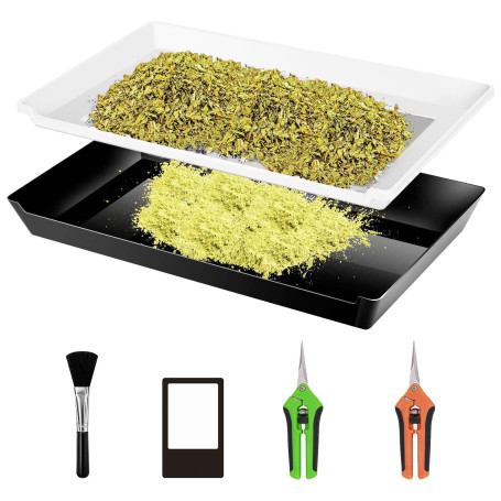 Plateau de Coupe, Bac de Finition avec Zone de Filtre de 15 * 10 Pouces Tamis à Pollen avec Deux Ciseaux Un Carte Grossissante e