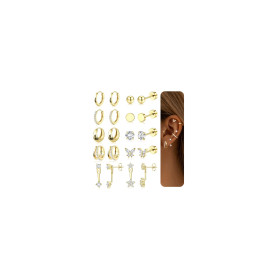 LOLIAS 10 Paires Lot Paires Boucles d'Oreilles Femme Acier Inoxydable Piercing Oreille Acier Inoxydable Bijoux Femme Boucles d'O