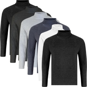 Lot de 6 t-shirts basiques unis à col roulé pour homme Lot de 6 t-shirts basiques unis à col roulé pour homme