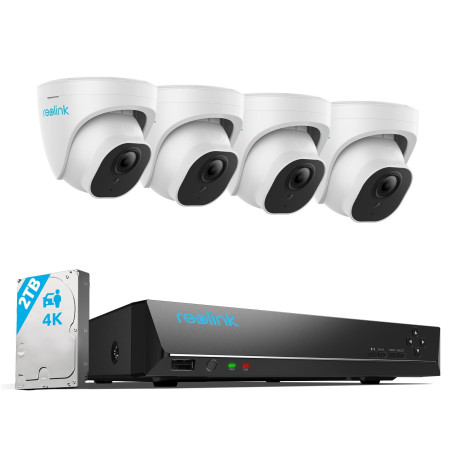 Reolink 4K Caméra de Surveillance Extérieure, Détection de Personne et Véhicule, Kit Vidéo Surveillance avec 8CH 2To NVR et Camé