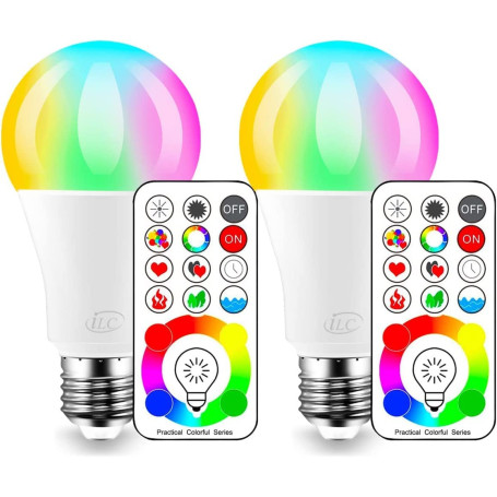 iLC LED Ampoules de couleur Edison Changement de Couleur Ampoule RGB+Blanc Dimmable - 120 Choix de Couleur - 10Watt E26 Types RG