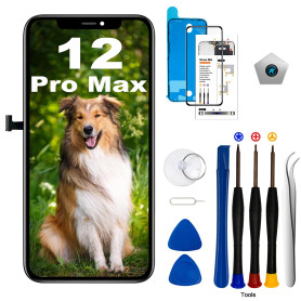 EFAITHLIFE Cadre de Rechange pour iPhone 12 Pro Max avec écran LCD et numériseur d'écran Tactile 3D avec kit d'outils de réparat EFAITHLIFE Cadre de Rechange pour iPhone 12 Pro Max avec écran LCD et numériseur d'écran Tactile 3D avec kit d'outils de réparat