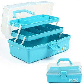 Creahaus Boîte de rangement multifonction à trois couches-Boîte à outils pliable pour loisirs créatifs, fournitures de couture,  Creahaus Boîte de rangement multifonction à trois couches-Boîte à outils pliable pour loisirs créatifs, fournitures de couture,