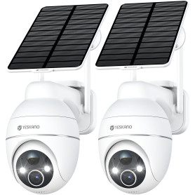 YESKANO 2K Camera Surveillance WiFi Exterieure sans Fil, Panneau Solaire 360° PTZ Caméra Exterieur sans Fil Solaire Batterie 2,4