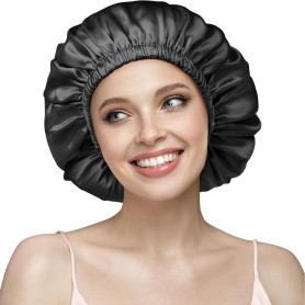 Umisleep Bonnet de Nuit en Soie 22 Momme - 100% Soie de mûrier - Double Bonnet en Soie pour Cheveux bouclés - Respirant et Ajust