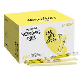 Sorbos - Pailles comestibles, saveurs citron. Durable, emballé individuellement, sans allergène, sans gluten, 100% biodégradable Sorbos - Pailles comestibles, saveurs citron. Durable, emballé individuellement, sans allergène, sans gluten, 100% biodégradable