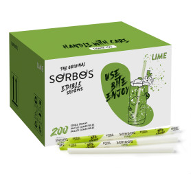 Sorbos - Pailles comestibles saveurs citron vert. Durable, emballé individuellement, sans allergène, sans gluten, 100% biodégrad Sorbos - Pailles comestibles saveurs citron vert. Durable, emballé individuellement, sans allergène, sans gluten, 100% biodégrad