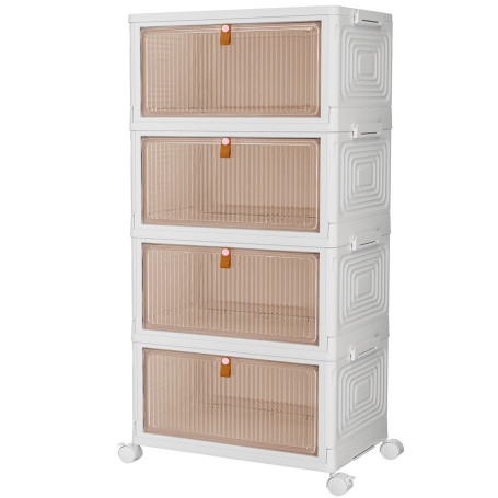 PurKeep Lot de 4 boîtes de rangement avec couvercle – Boîte de rangement en plastique à 4 niveaux avec couvercle, boîtes empilab