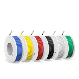 0,75mm² Fil électrique en Silicone-18AWG Fil électrique-6 Couleurs de 3 Mètres,Cuivre Étamé, Tressé, Connexions Flexibles, Isola