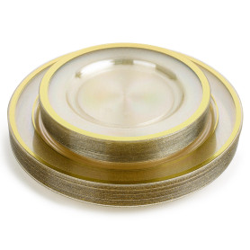Assiette Reutilisable - 40 Assiettes Plates Plastique Premium sans BPA avec Bord Doré (26cm & 19cm) - Rigide et Élégante pour Ma Assiette Reutilisable - 40 Assiettes Plates Plastique Premium sans BPA avec Bord Doré (26cm & 19cm) - Rigide et Élégante pour Ma