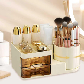 Organisateur de Maquillage, Rangement Maquillage avec Compartiments, 360°Rotatif, Stockage Boîte Cosmétique Multifonctionnel, Co Organisateur de Maquillage, Rangement Maquillage avec Compartiments, 360°Rotatif, Stockage Boîte Cosmétique Multifonctionnel, Co