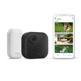 Nouvelle caméra Blink (Outdoor 4) : caméra de surveillance connectée HD sans fil, 2 ans d'autonomie, détection de mouvements ava