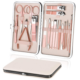URAQT Kit Manucre Pedicure, 18pcs Ensemble de Coupe-Ongles Professionnel, Coupe-Cuticule en Acier Inoxydable, Kit de Manucure de URAQT Kit Manucre Pedicure, 18pcs Ensemble de Coupe-Ongles Professionnel, Coupe-Cuticule en Acier Inoxydable, Kit de Manucure de