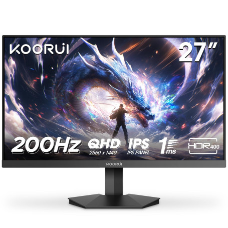 KOORUI Ecran PC Gamer 27 Pouces, Fast IPS 200Hz HDR 400 1ms, Gaming Ecran Ordinateur, DCI-P3 95% 350 nit, Adaptive-Sync,Compatib