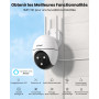ieGeek 2K Camera Surveillance WiFi Exterieure, 360° Camera IP Compatible avec 2.4Ghz/5Ghz, Vision Nocturne Couleur, Détection Hu