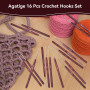 16-Piece Ensemble De Crochet, 0.5-2.5 Mm Kit de Crochets Acier Aiguilles À Tricoter Kit Poignée Plastique Aiguilles à Crochet Se