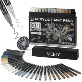 NICETY 30Pcs Feutre Acrylique Peinture stylo marqueur peinture acrylique Verre pour Bois, Toile, Verre, Céramique - Acrylic Pain