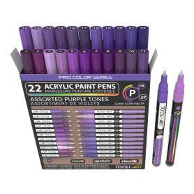 Lot de 22 marqueurs de peinture acrylique - Pointe extra fine de 0,7 mm - Pour peinture sur pierre, verre, verre, bois, métal, v