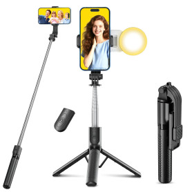 Perche à Selfie avec lumière d'appoint,Trépied Smartphone,125CM Extensible Selfie Stick Trépied de Téléphone avec télécommande d Perche à Selfie avec lumière d'appoint,Trépied Smartphone,125CM Extensible Selfie Stick Trépied de Téléphone avec télécommande d