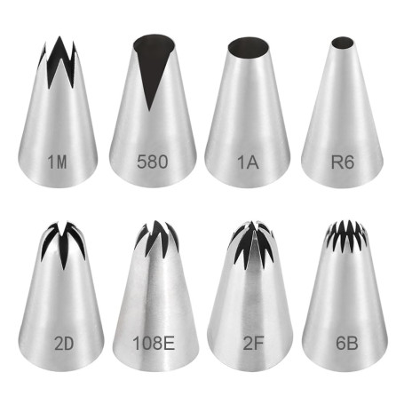 HIOQFR 8pcs Grosse Douille Patisserie Professionnelle Cupcake Douille Cannelée Grandes Douilles à Pâtisserie Embouts de Glaçage 