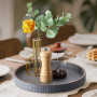 KINGFOM Plateau de Service, Grand Rond Plateau Decoratif en Cuir, Decoration Table, 30 cm (Gris)
