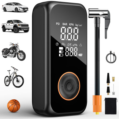 Onherm Compresseur à Air Portatif, 6000mAh Gonfleur Pneus Voiture sans Fil, Electrique Pompe mit écran LCD Numérique,150PSI, Typ