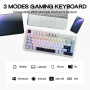 MechLands Aula F75 PRO 75 % Custom Creamy Clavier de jeu mécanique sans fil, BT5.0/USB-C/2,4 GHz, structure Gasket, bouton, RVB,