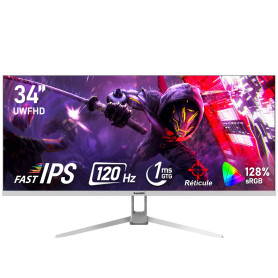Gawfolk Écran PC IPS Ultra-Large de 34 Pouces，Moniteurs de Jeu 120Hz, 21:9 UWFHD (2560x1080), 128% sRGB, Synchronisation adaptat