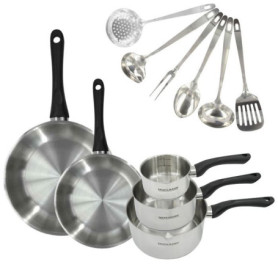 Batterie de cuisine - Tous feux dont induction - FACKELMANN - Geneva - Inox - 2 poeles 24 et 28, 3 casseroles et 6 ustensiles Batterie de cuisine - Tous feux dont induction - FACKELMANN - Geneva - Inox - 2 poeles 24 et 28, 3 casseroles et 6 ustensiles...