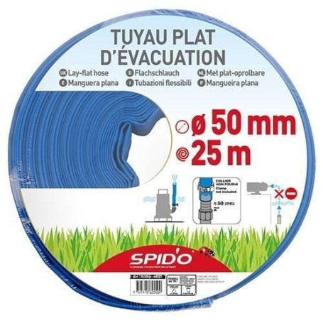 Tuyau plat d'évacuation - SPIDO - 25 m - Ø 50 mm - 4 bars