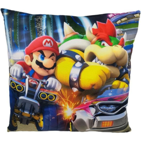 Coussin double face - Carré - MARIO BROS - Mario vs Bowser - Microfibre - 40 x 40 cm