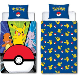 Parure de lit - POKEMON - Pikachu et Poké-ball - Microfibre - 1 housse de couette 140 x 200 cm + 1 taie 63 x 63 cm Parure de lit - POKEMON - Pikachu et Poké-ball - Microfibre - 1 housse de couette 140 x 200 cm + 1 taie 63 x 63 cm