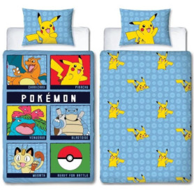 Parure de lit réversible - POKEMON - Battle - Microfibre - 1 housse de couette 140 x 200 cm + 1 taie 63 x 63 cm Parure de lit réversible - POKEMON - Battle - Microfibre - 1 housse de couette 140 x 200 cm + 1 taie 63 x 63 cm