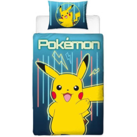 Parure de lit réversible - POKEMON - Pikachu Laser - Microfibre - 1 housse de couette 140 x 200 cm + 1 taie 63 x 63 cm Parure de lit réversible - POKEMON - Pikachu Laser - Microfibre - 1 housse de couette 140 x 200 cm + 1 taie 63 x 63 cm
