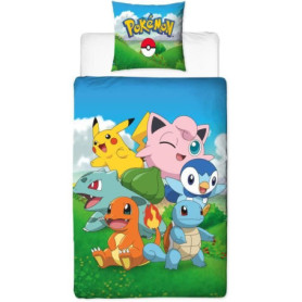 Parure de lit - POKEMON - Pikachu et ses amis - Bleu - Microfibre - 1 housse de couette 140 x 200 cm + 1 taie 63 x 63 cm Parure de lit - POKEMON - Pikachu et ses amis - Bleu - Microfibre - 1 housse de couette 140 x 200 cm + 1 taie 63 x 63 cm