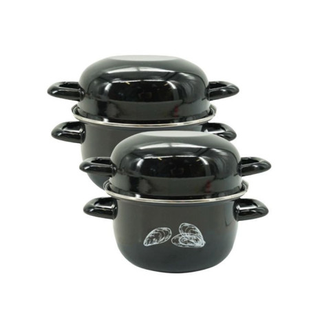 Ensemble de 2 Marmites a Moules - FACKELMANN - Emaillée - 20,5 x 26 x 17,5 cm