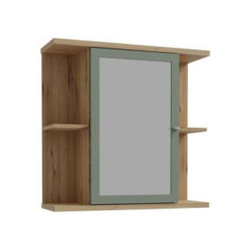 Armoire a suspendre - Chene artisan / Vert sauge - 1 porte avec miroir - Meuble de salle de bain - 69,9 x 23,2 x 68,8 cm